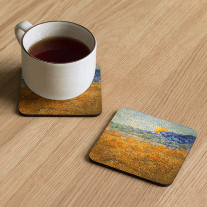 Landscape with Wheat Sheaves and Rising Moon - Coaster