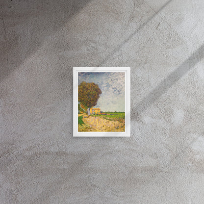 Van Gogh's 'A Lane near Arles' on a 8"x10" white framed canvas print on a textured gray wall.
