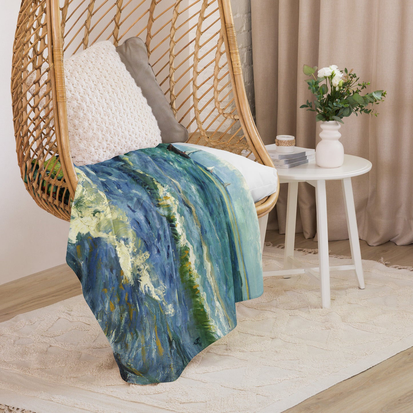 The Sea at Les Saintes-Maries-de-la-Mer - Sherpa Throw Blanket