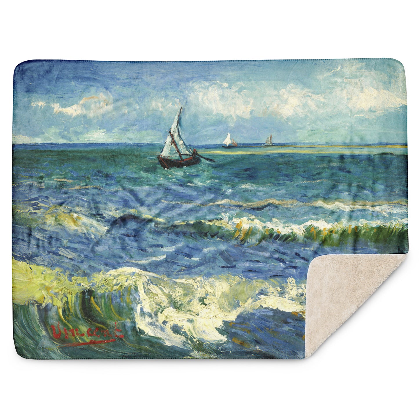 The Sea at Les Saintes-Maries-de-la-Mer - Sherpa Throw Blanket