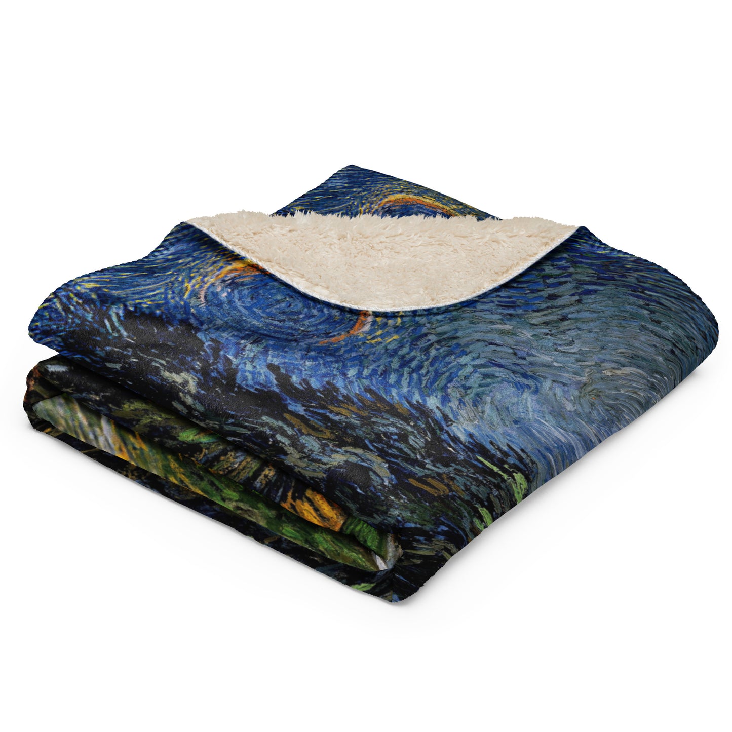 Road with Cypress and Star - Sherpa Throw Blanket