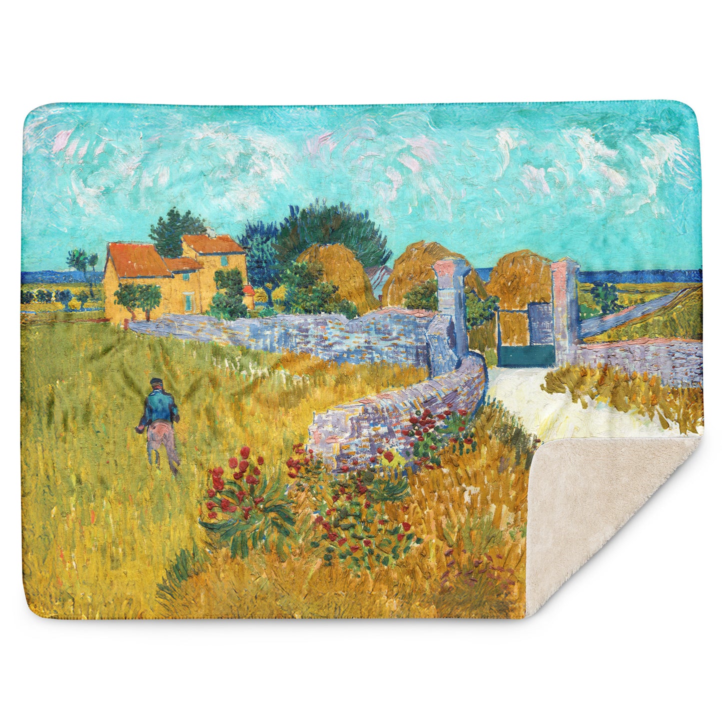 Farmhouse in Provence - Sherpa Throw Blanket