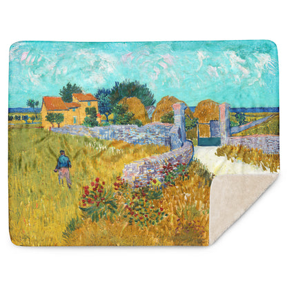 Farmhouse in Provence - Sherpa Throw Blanket
