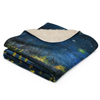 Starry Night Over the Rhone - Sherpa Throw Blanket