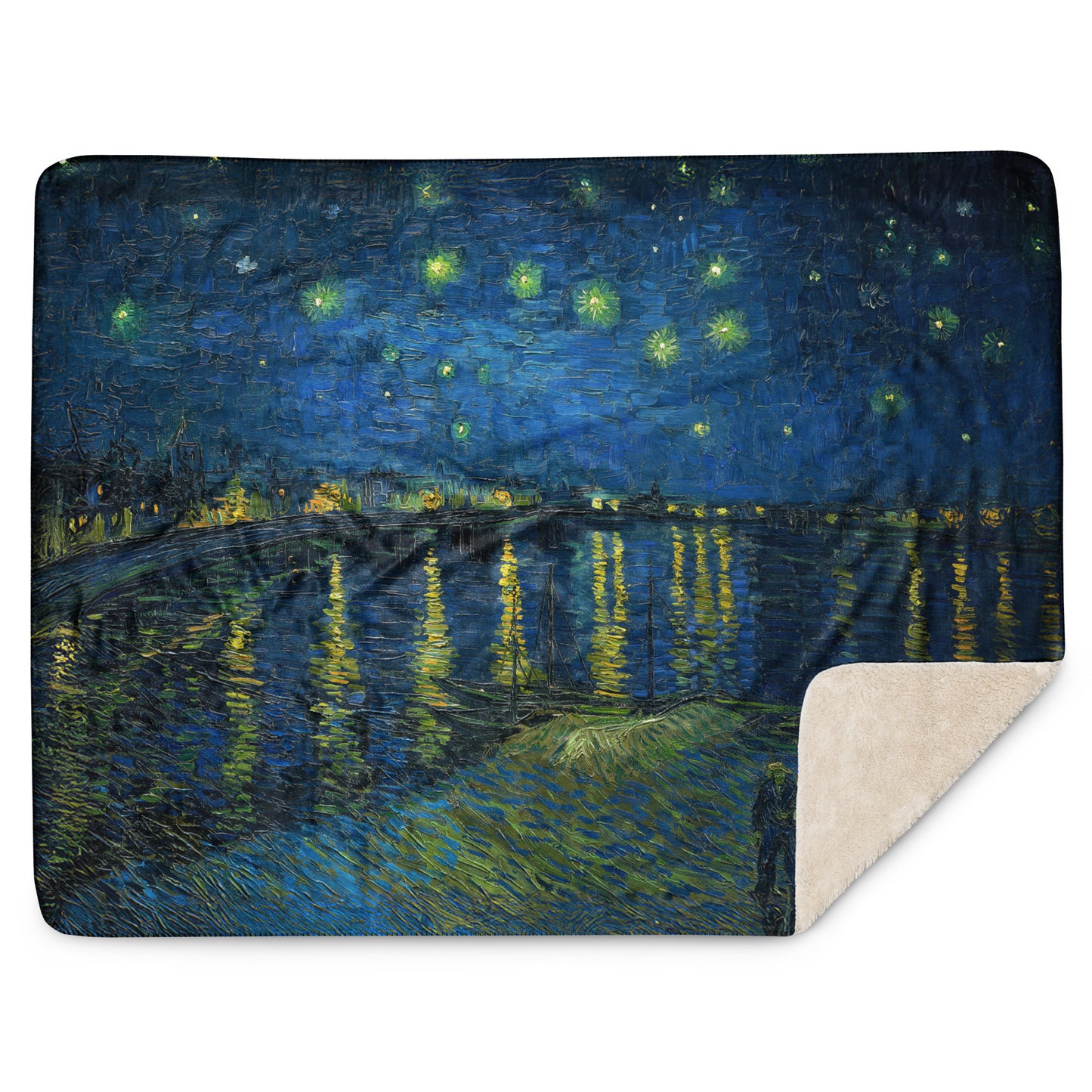 Starry Night Over the Rhone - Sherpa Throw Blanket