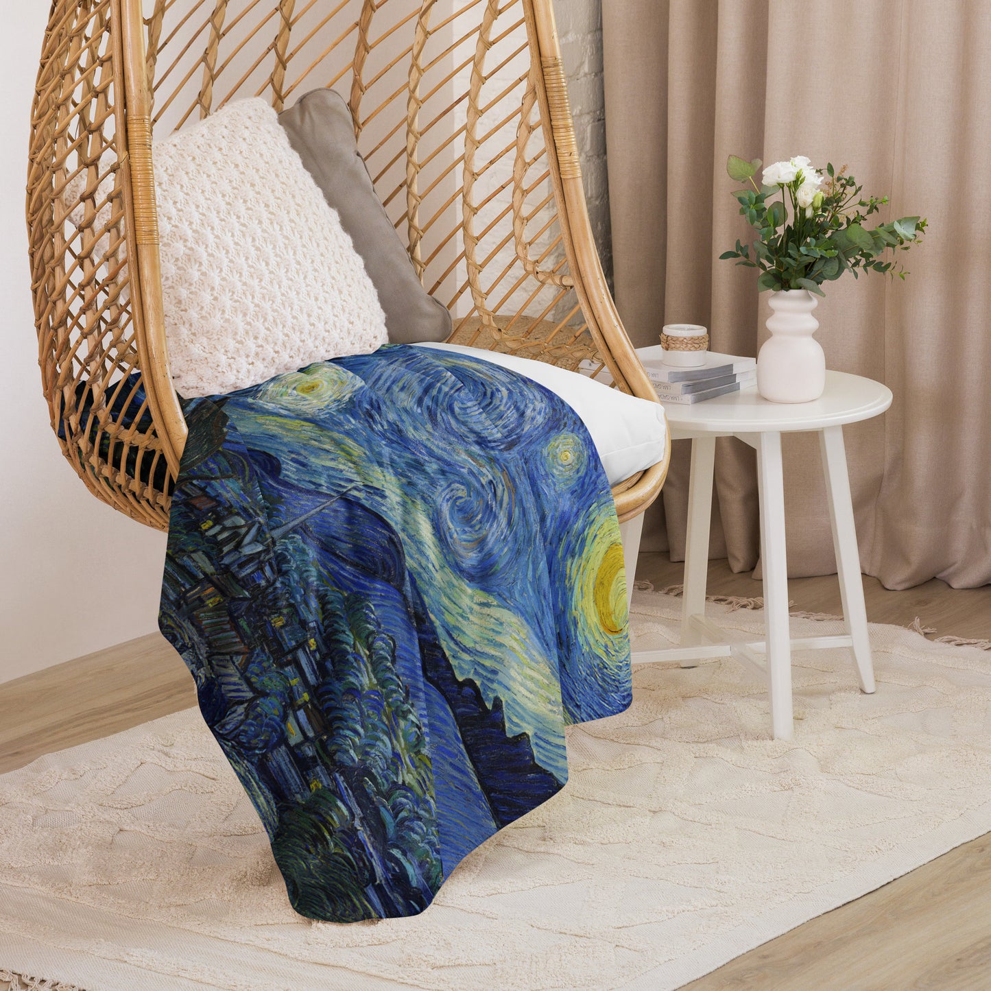 Starry Night - Sherpa Throw Blanket