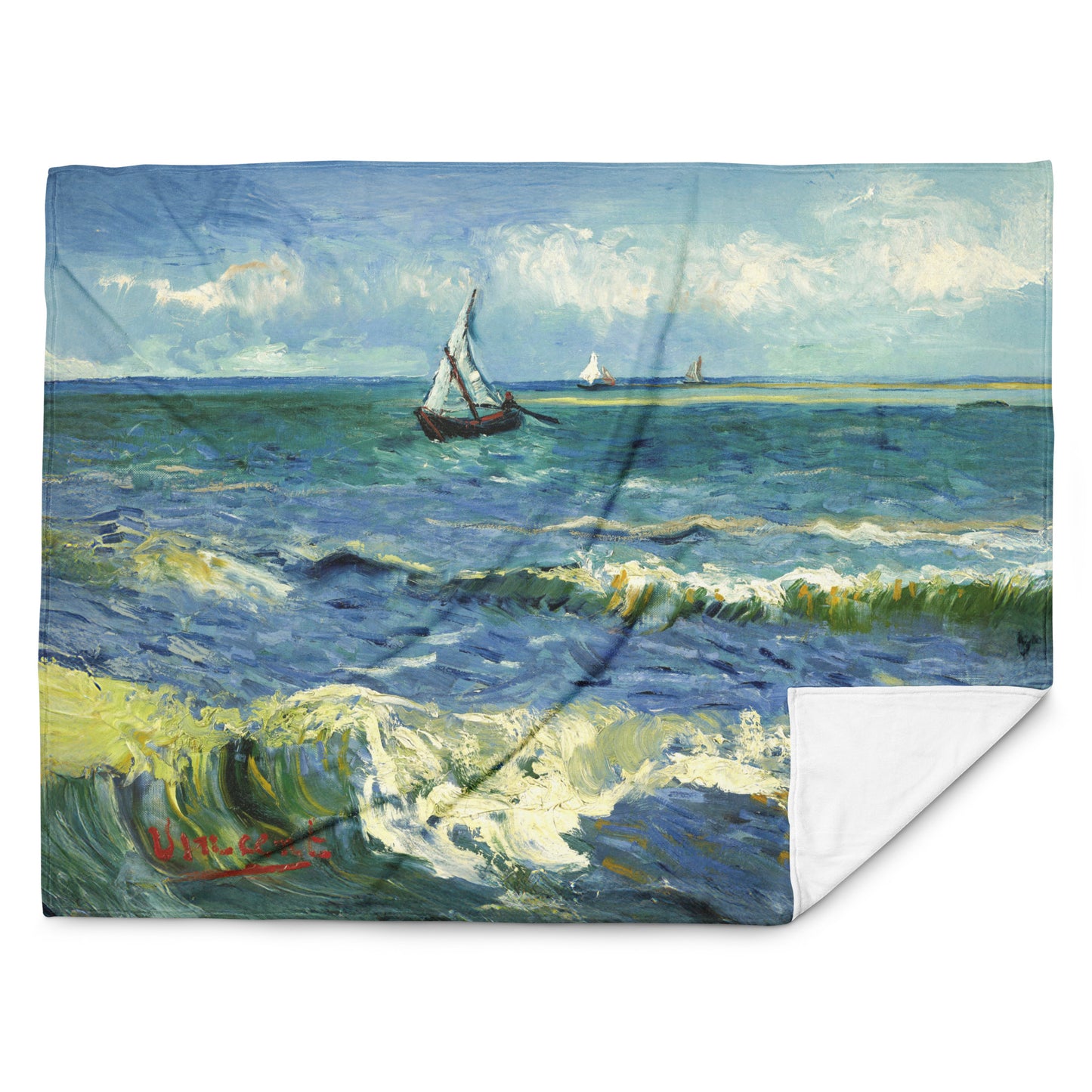 The Sea at Les Saintes-Maries-de-la-Mer - Fleece Throw Blanket