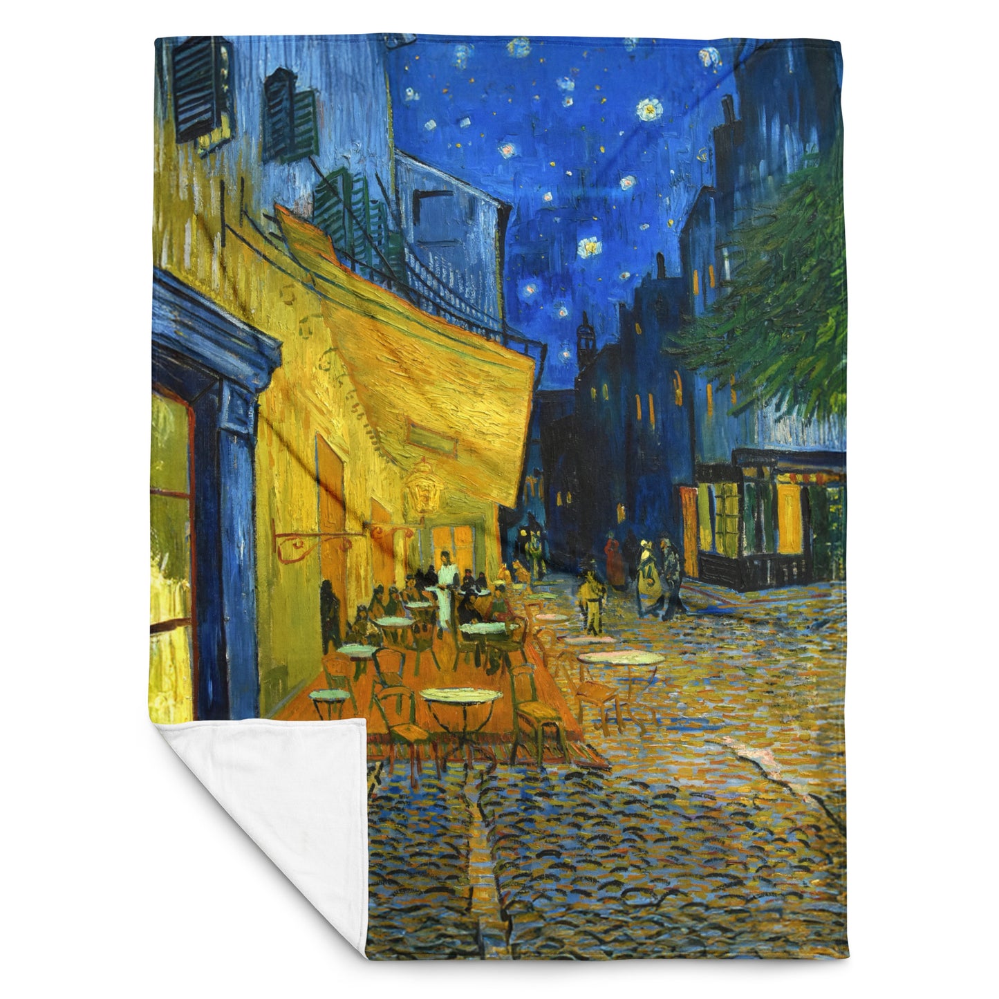 Café Terrace at Night - Fleece Throw Blanket