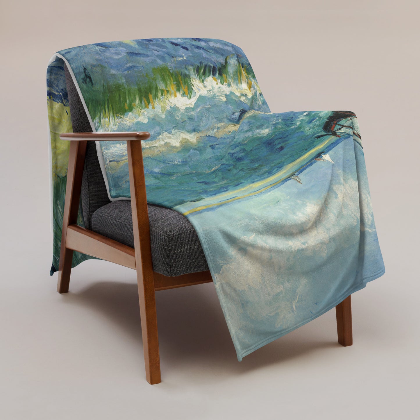 The Sea at Les Saintes-Maries-de-la-Mer - Fleece Throw Blanket