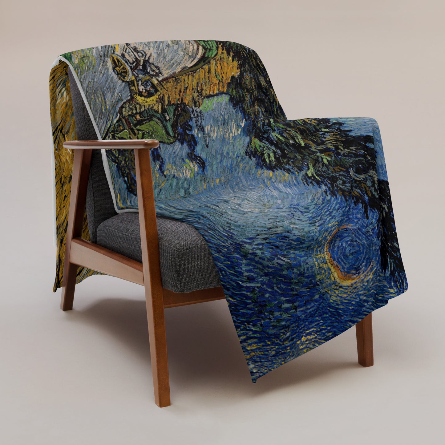 Road with Cypress and Star - Fleece Throw Blanket