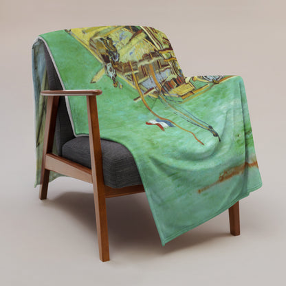 Quay with Men Unloading Sand Barges - Fleece Throw Blanket