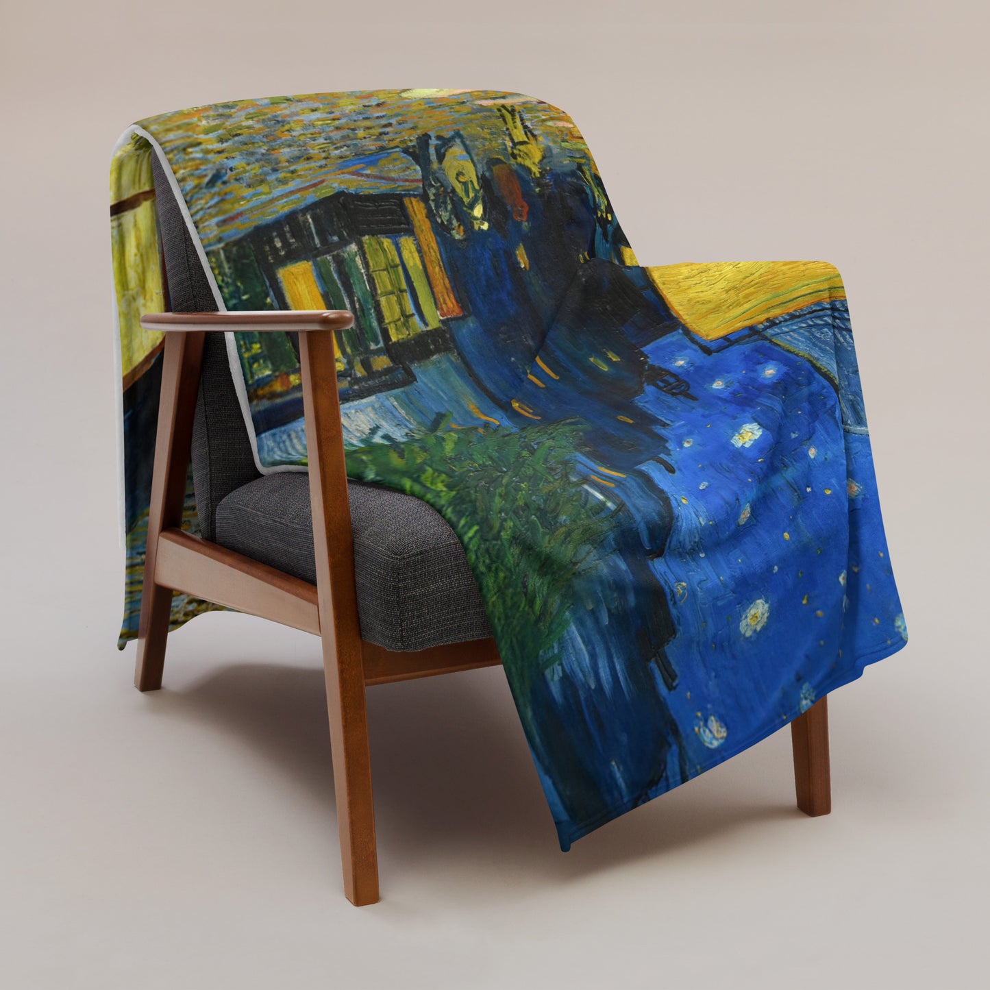 Café Terrace at Night - Fleece Throw Blanket