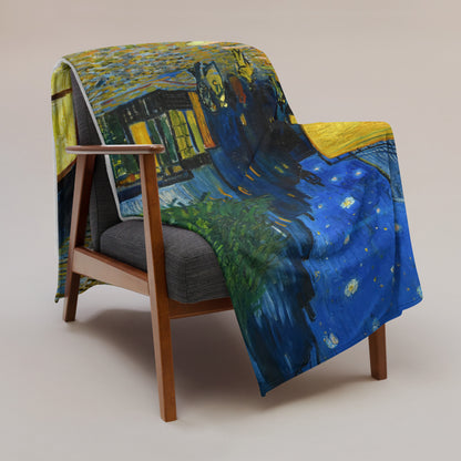 Café Terrace at Night - Fleece Throw Blanket