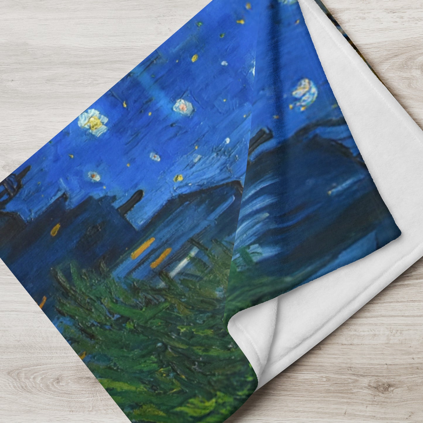 Café Terrace at Night - Fleece Throw Blanket
